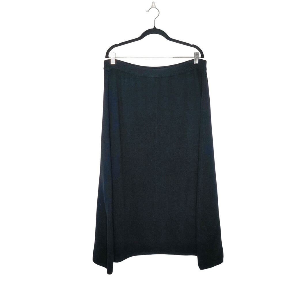 Vintage Lambswool Angora Blend Black Fuzzy Sweater Knit Midi Skirt Medium